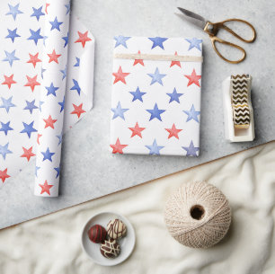 Patriotische rote weiße und blaue Sterne  Geschenkpapier