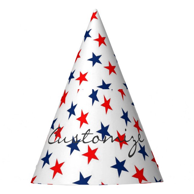patriotische rote, weiße und blaue Sterne Partyhütchen (Vorderseite)
