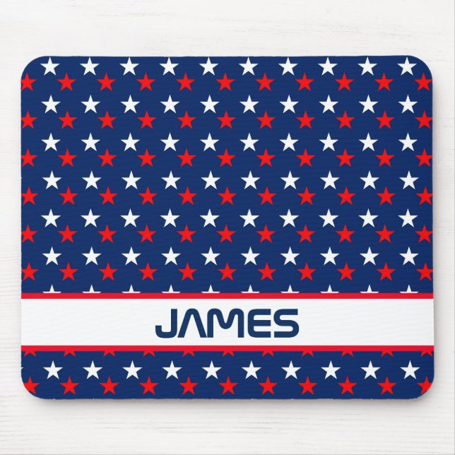 Patriotische Rote Weiße und Blaue Sterne Personali Mousepad (Vorne)
