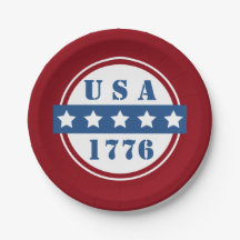 Patriotische roter weißer Teller blauer Sterne USA