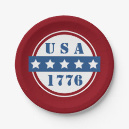 Patriotische roter weißer Teller blauer Sterne USA
