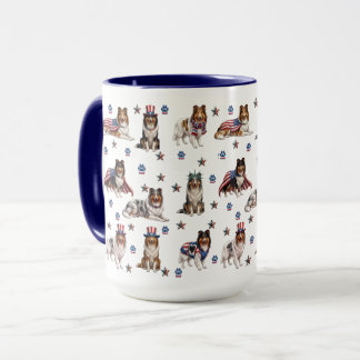Patriotische Rough Collies Tasse