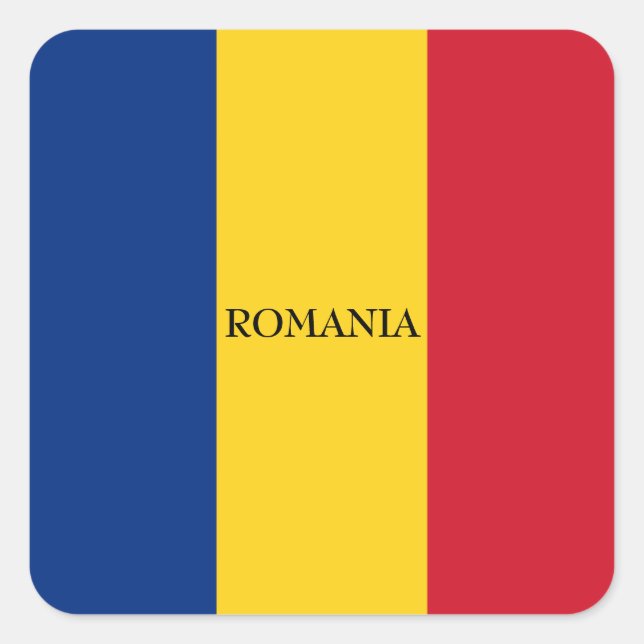 Patriotische Rumänische Flagge Rumänisch Quadratischer Aufkleber (Vorderseite)