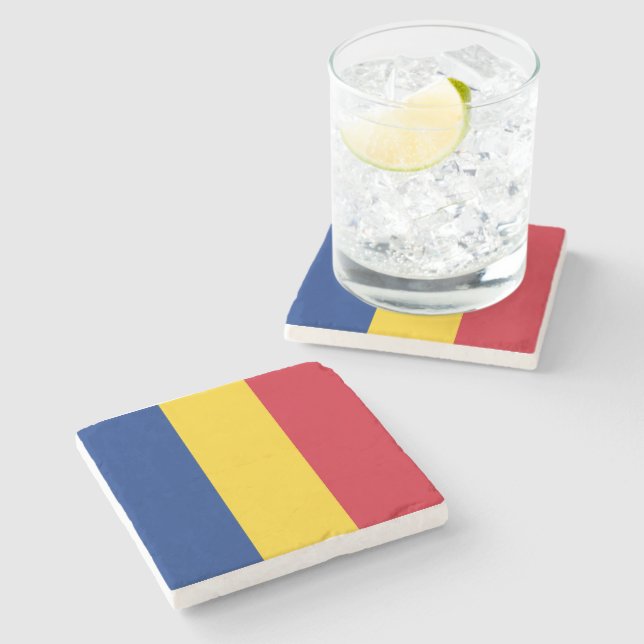 Patriotische Rumänische Flagge Rumänisch Steinuntersetzer (Seitenansicht)