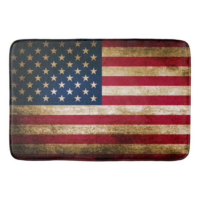 Patriotische rustikale amerikanische Flagge Badematte (Vorderseite)
