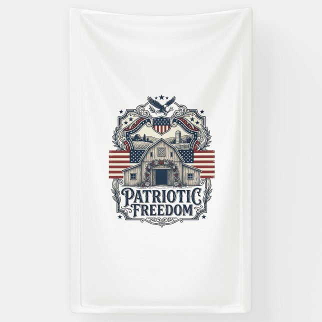 Patriotische rustikale Scheunenhochzeit  Banner (Vertikal)