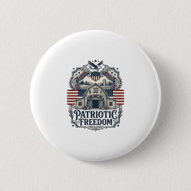 Patriotische rustikale Scheunenhochzeit  Button (Vorderseite)