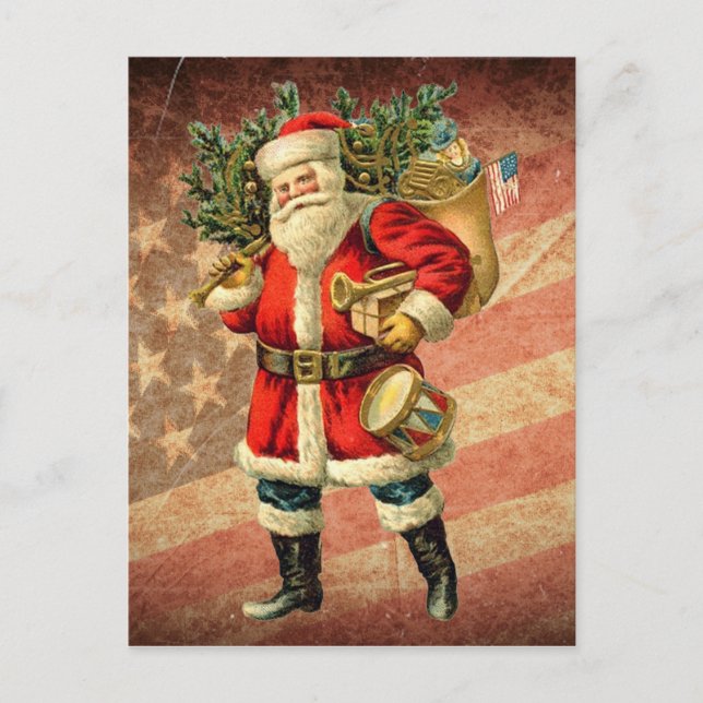 Patriotische Santa / Vintage Postkarte (Vorderseite)