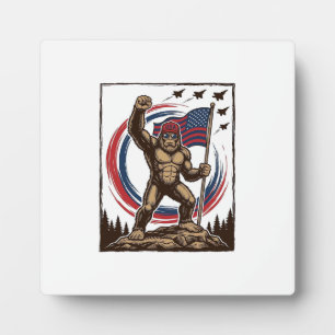 Patriotische Sasquatch-Flagge Vintage Fotoplatte