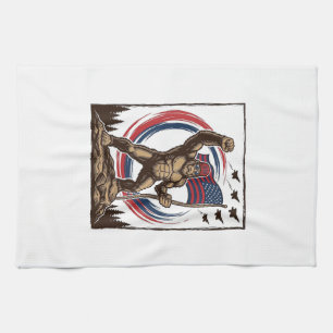 Patriotische Sasquatch-Flagge Vintage Geschirrtuch