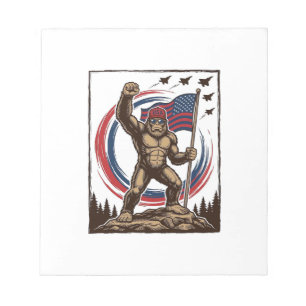 Patriotische Sasquatch-Flagge Vintage Notizblock