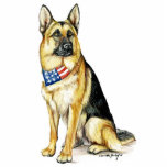 Patriotische Schäferhund-Hundekunst-Schlüsselkette Freistehende Fotoskulptur<br><div class="desc">Diese Schlüsselkette kennzeichnet eine Wiedergabe meines Vorlage farbigen Bleistiftzeichnens eines Schäferhunds.</div>