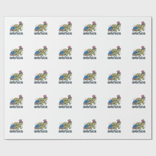 Patriotische Schildkröte Amerika Vintage Gravur De Geschenkpapier