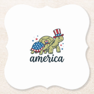 Patriotische Schildkröte Amerika Vintage Gravur De Untersetzer