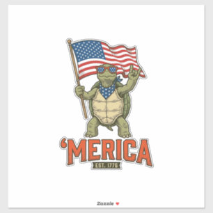 Patriotische Schildkröte 'Merica Vintage Vektor Aufkleber
