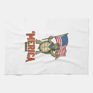 Patriotische Schildkröte 'Merica Vintage Vektor Geschirrtuch