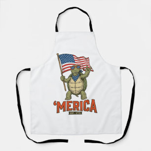 Patriotische Schildkröte 'Merica Vintage Vektor Schürze