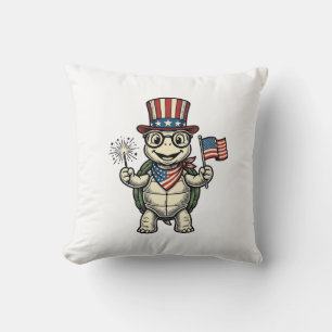 Patriotische Schildkröte Vintage-Gravur-Grafik für Kissen