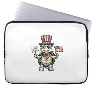 Patriotische Schildkröte Vintage-Gravur-Grafik für Laptopschutzhülle
