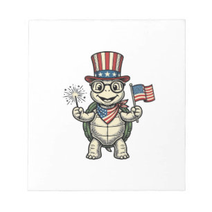 Patriotische Schildkröte Vintage-Gravur-Grafik für Notizblock