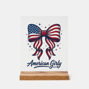 Patriotische Schleife Amerikanisches Mädchen Vinta Acrylschild