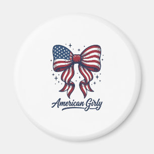 Patriotische Schleife Amerikanisches Mädchen Vinta Magnet
