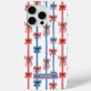 Patriotische Schleifen und Streifen mit Monogramm Case-Mate iPhone Hülle