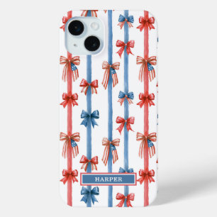 Patriotische Schleifen und Streifen mit Monogramm Case-Mate iPhone Hülle