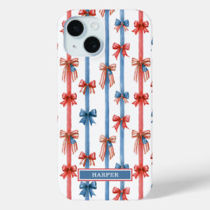 Patriotische Schleifen und Streifen mit Monogramm Case-Mate iPhone Hülle