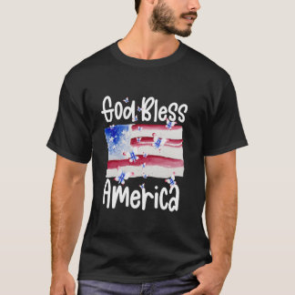 Patriotische Schmetterlinge für Frauen Gott segne  T-Shirt