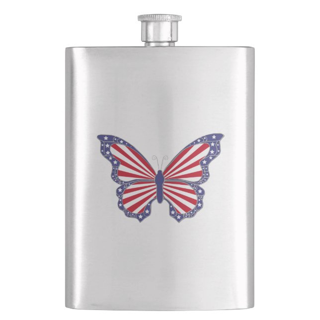 Patriotische Schmetterlingsflasche Flachmann (Vorderseite)