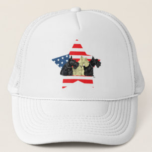 Patriotische Scottish Terriers auf Stern Truckerkappe