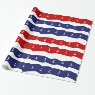 Patriotische Seeanker rotes weißes und blau Geschenkpapier