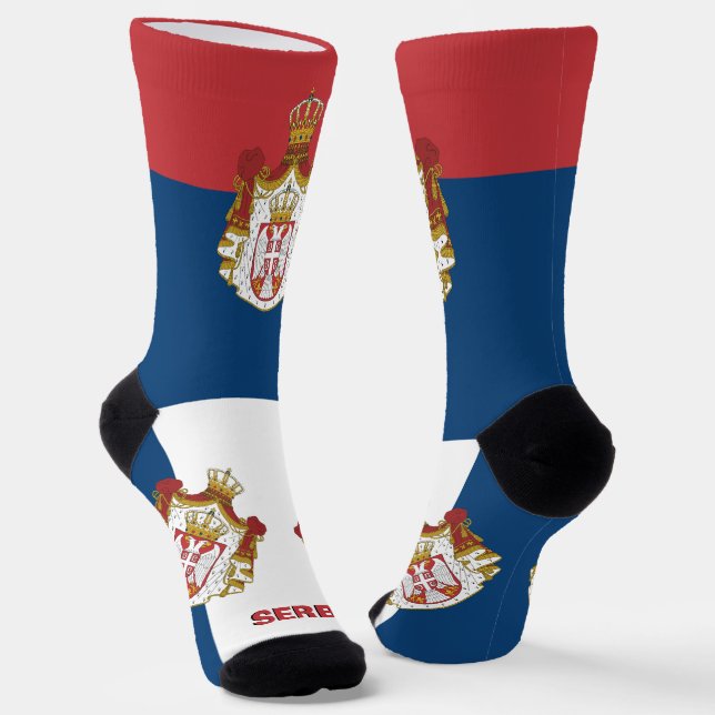 Patriotische serbische Flagge, Nachhaltiges Serbie Socken (Gewinkelt)