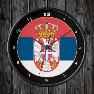 Patriotische serbische Flagge & Serbien Zuhause / Runde Wanduhr