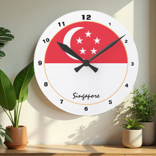 Patriotische Singapur-Flagge, Singapur Zuhause / D Runde Wanduhr