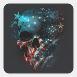 Patriotische Skull Square Sticker