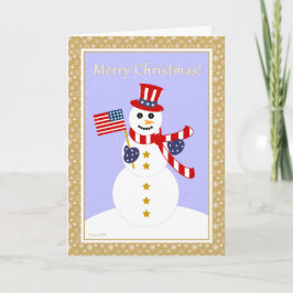 Patriotische Snowman & Flag Weihnachtskarte Feiertagskarte