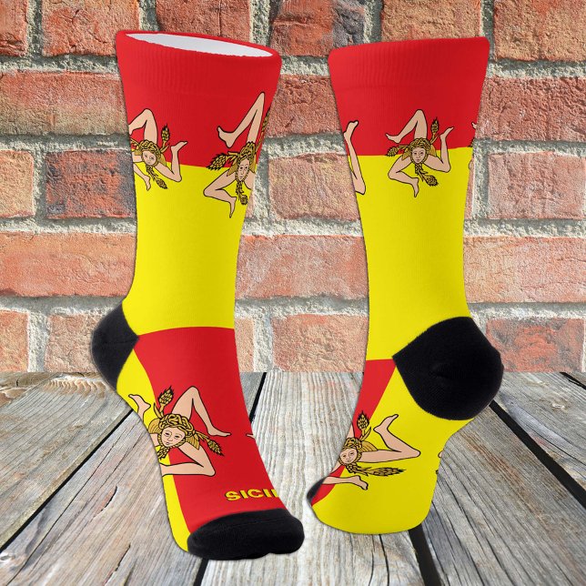 Patriotische Socken, Nachhaltige sizilianische Fla Socken (Von Creator hochgeladen)