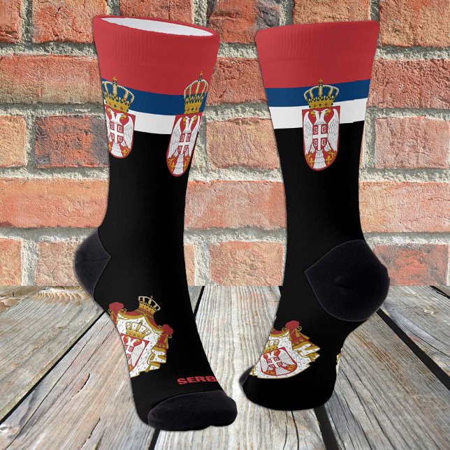 Patriotische Socken unter serbischer Flagge, Nachh (Von Creator hochgeladen)