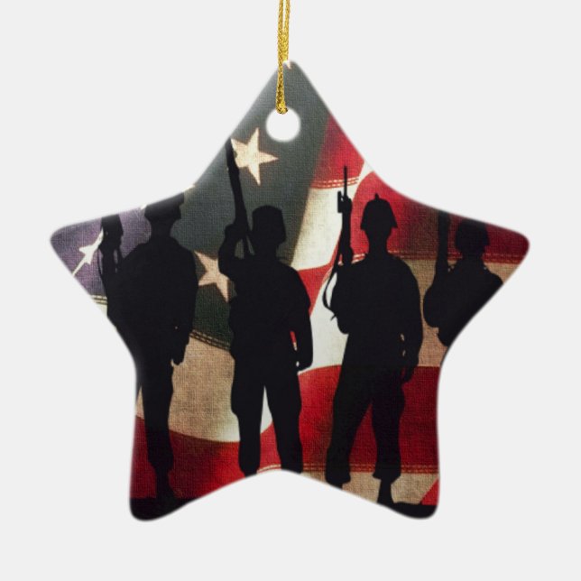 Patriotische Soldaten Silhouette Keramik Ornament (Vorne)