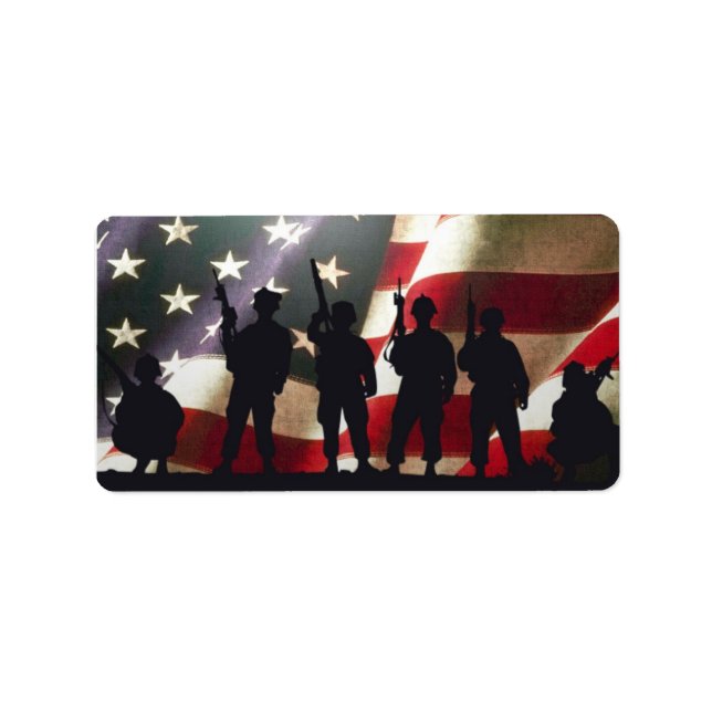 Patriotische Soldaten-Silhouetten Adressaufkleber (Vorne)