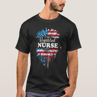 Patriotische Sonnenblume US-Flagge Rn Stethoscope T-Shirt
