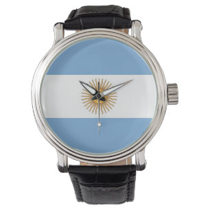 Patriotische, Spezialuhr mit Flagge Argentiniens Armbanduhr