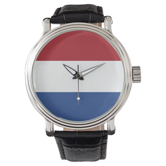 Patriotische, Spezialuhr mit Flagge der Niederland Armbanduhr (Vorderseite)