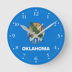 Patriotische Staatsflagge von Oklahoma Runde Wanduhr