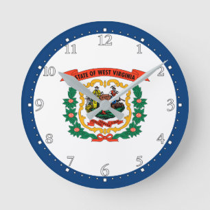 Patriotische Staatsflagge von West Virginia Runde Wanduhr