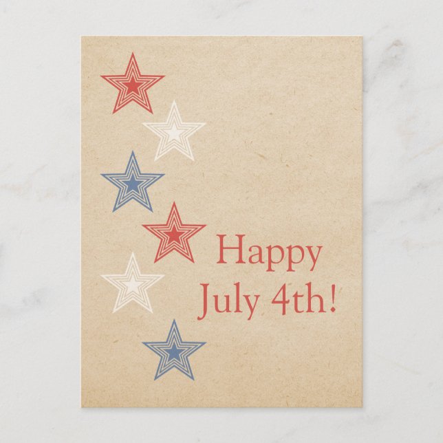 Patriotische Stars 4. Juli Postkarte (Vorderseite)