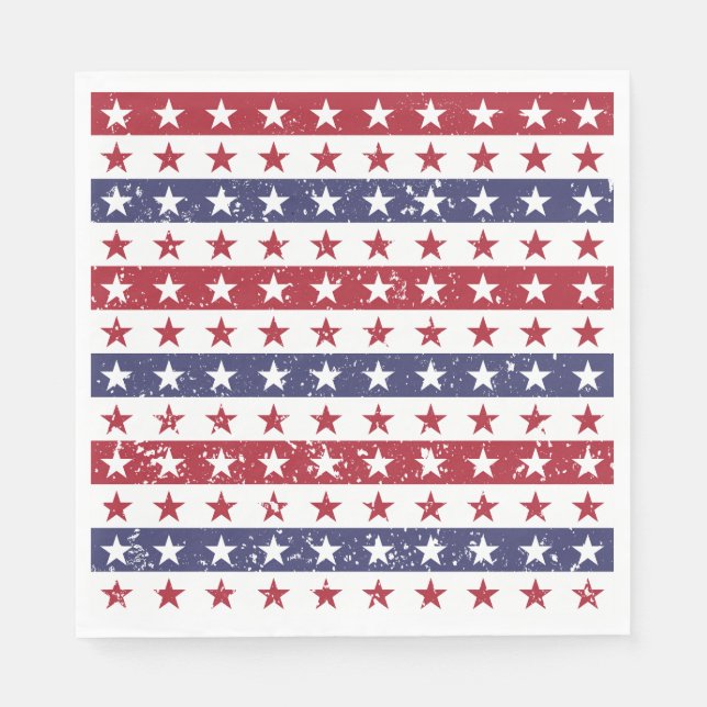 Patriotische Stars 4. Juli Zeitung Napkins Serviette (Vorderseite)