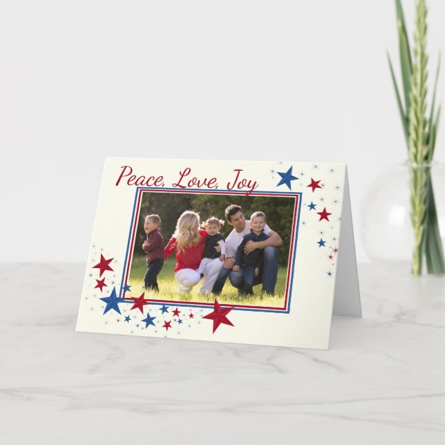 Patriotische Stars Feiertagskarte (Vorderseite)